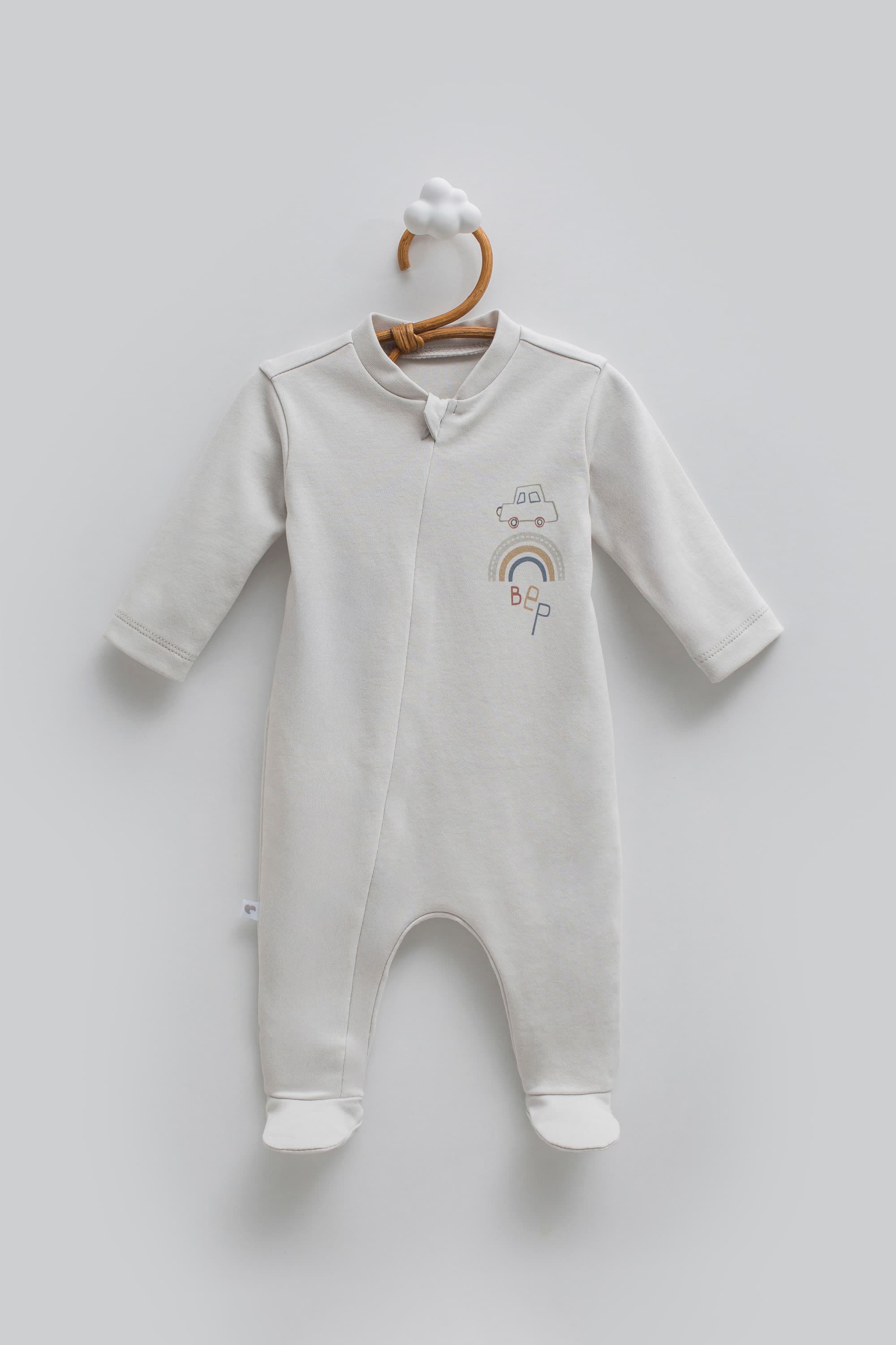 Little Car Gray Color 100% Cotton Overall