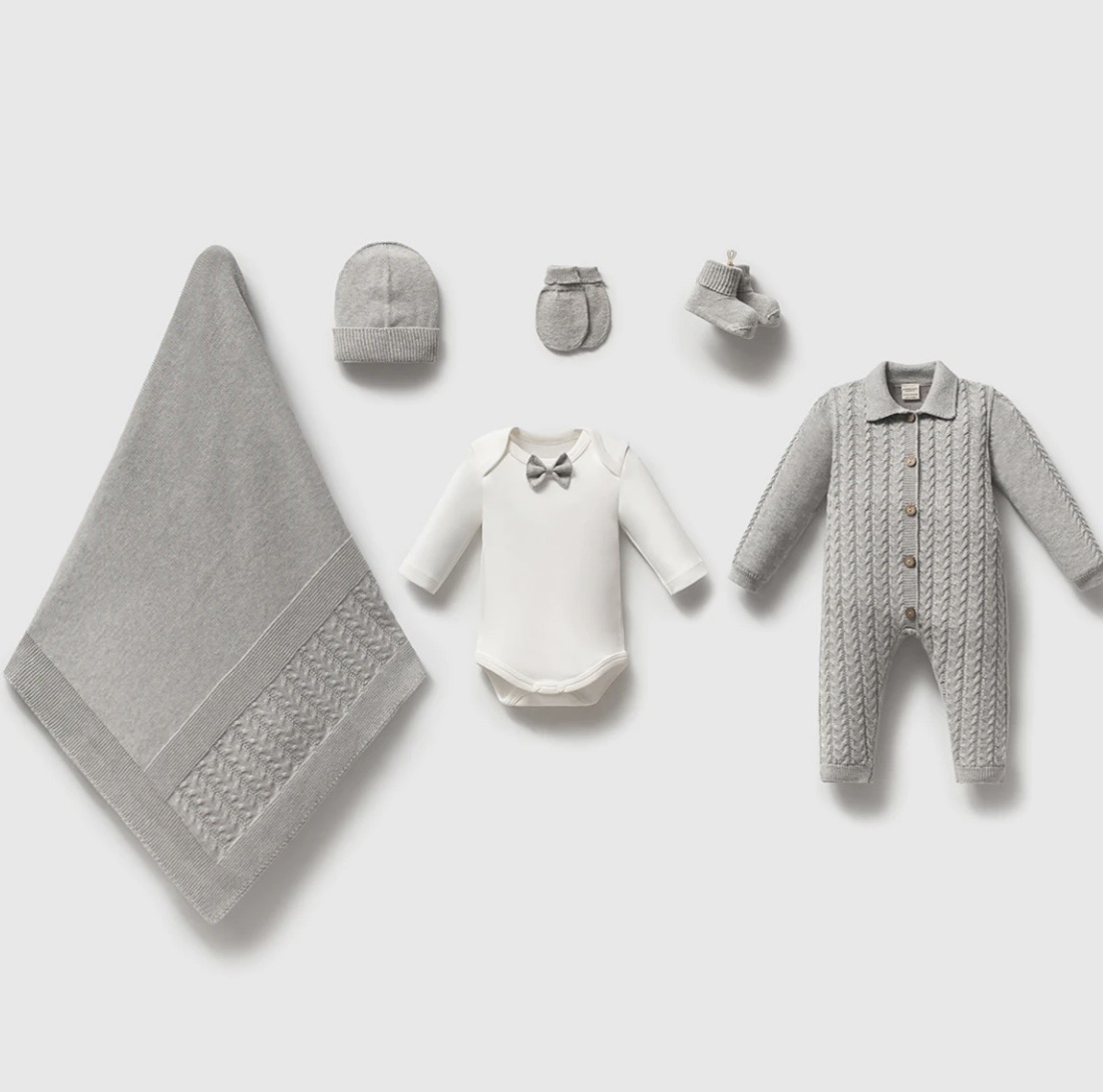 100% Knitted Cotton Baby Boy 5-Pieces Hospital Set