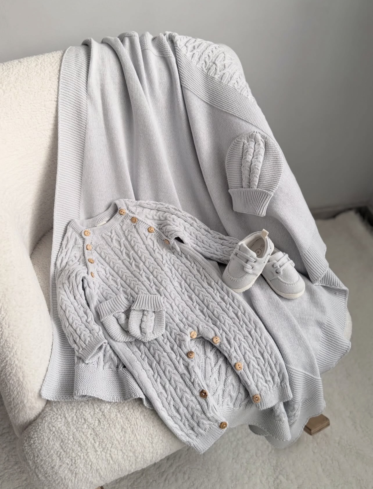 100% Knitted Cotton Baby Boy 5-Pieces Hospital Set