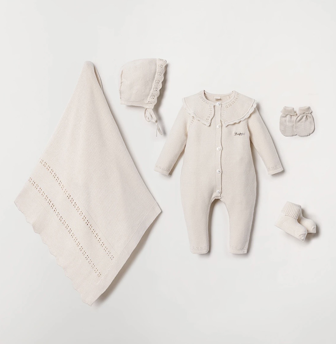 100% Knitted Cotton Cream Color 5-Pieces Hospital Set