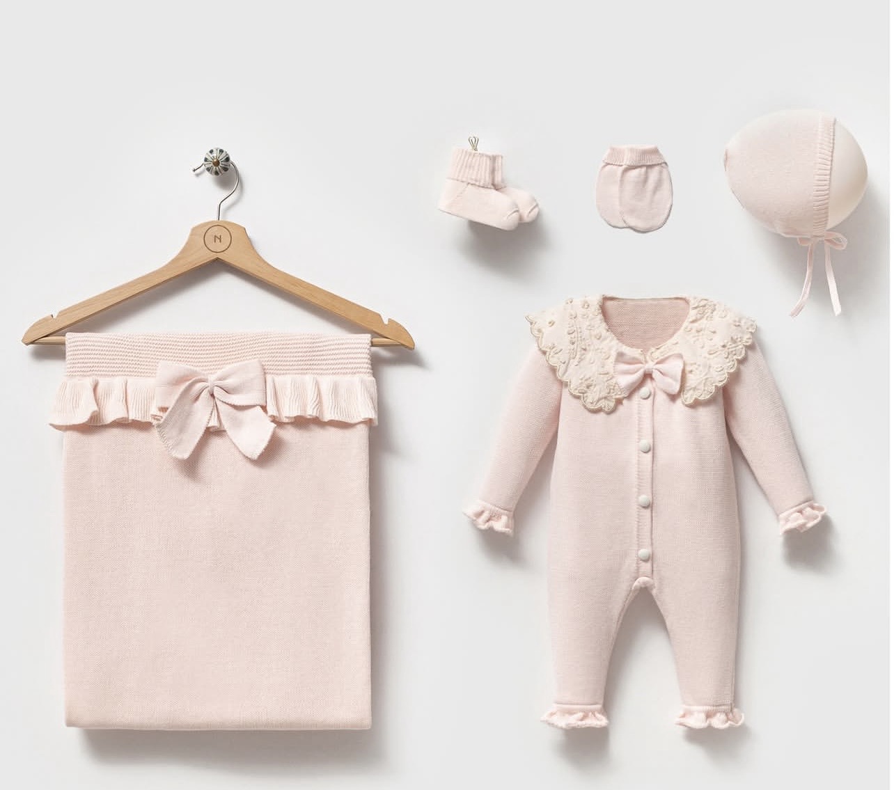 100% Knitted Cotton Pink Color 5-Pieces Hospital Set